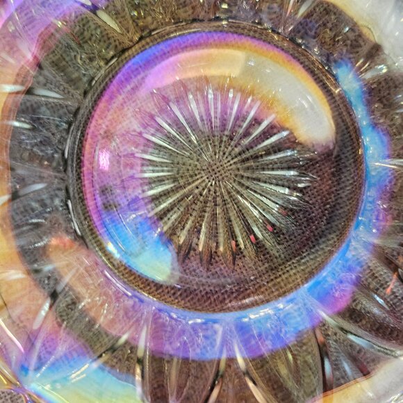 Vintage Federal Glass Smokey Gray Petal Design Iridescent Carnival Glass Plates - Picture 3 of 11